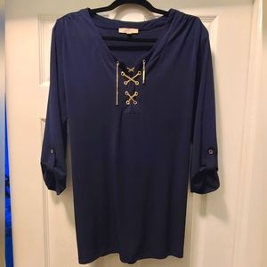 Navy blue Joan Vass Studio V Neck